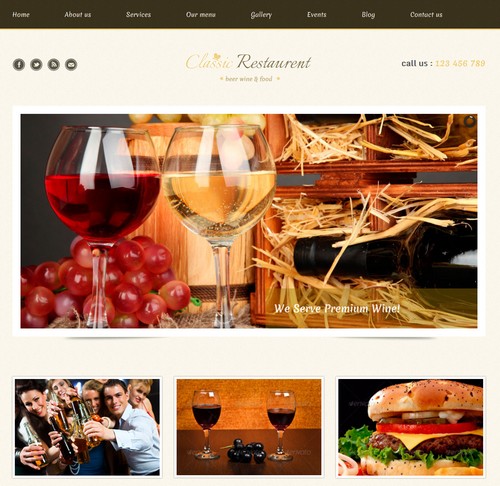 Classic restaurant and cafes website templates