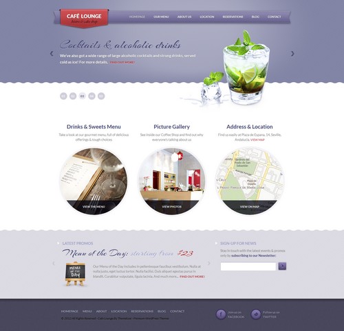 Coffee Lounge restaurant and cafes website templates