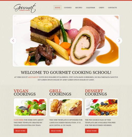Free Cooking School HTML Template