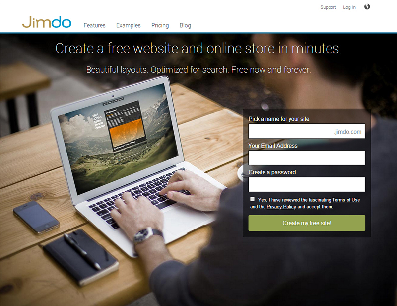 Jimdo free web builder