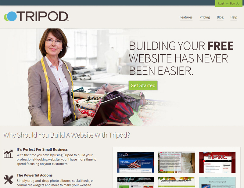 tripod free web builder