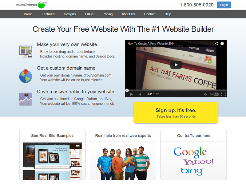 webstarts free website builder