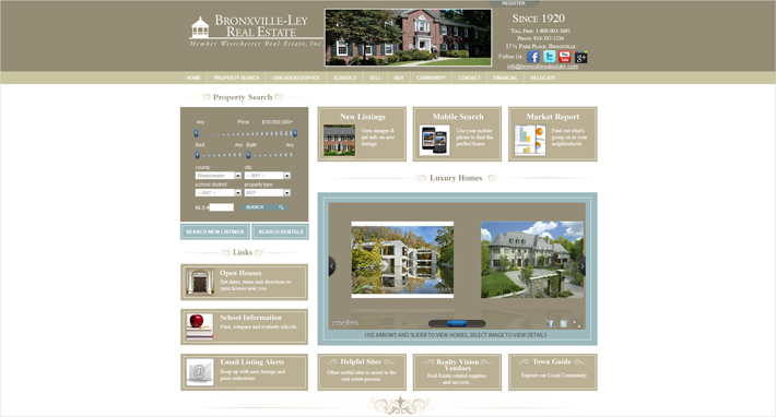 29 thiết kế website bất động sản ấn tượng Bronxville Real Estate