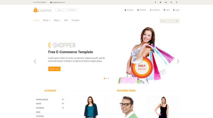 E-Shopper Free Bootstrap 3 Template