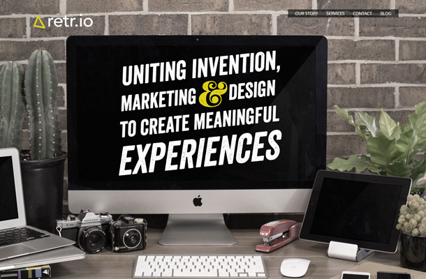 retr.io marketing design homepage typography