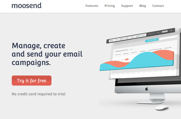 moosend email website layout inspiration