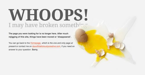 Whoops! Creative 404 Error Page Design f-rom DeliciouslyCreative