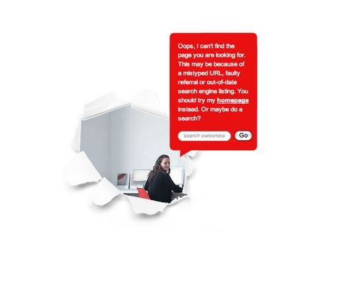 Really helpful 404 Error Page Design and great copy at Swiss-Miss.com