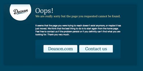 The page cannot be found on Deaxon!