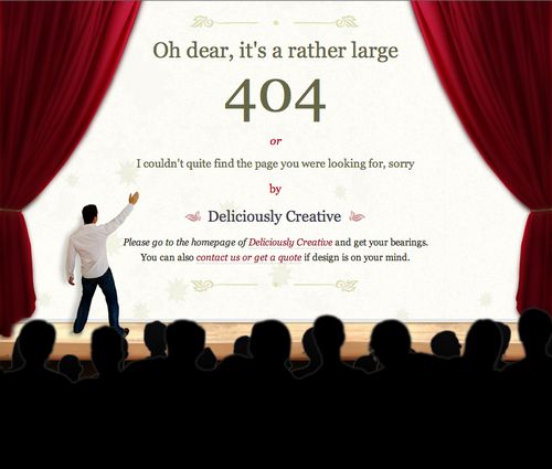 Clever 404 Page with clear directions f-rom Deliciously Creative