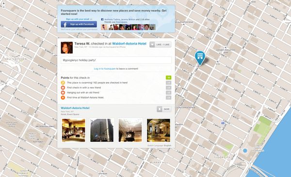 Checkin Information f-rom Foursquare