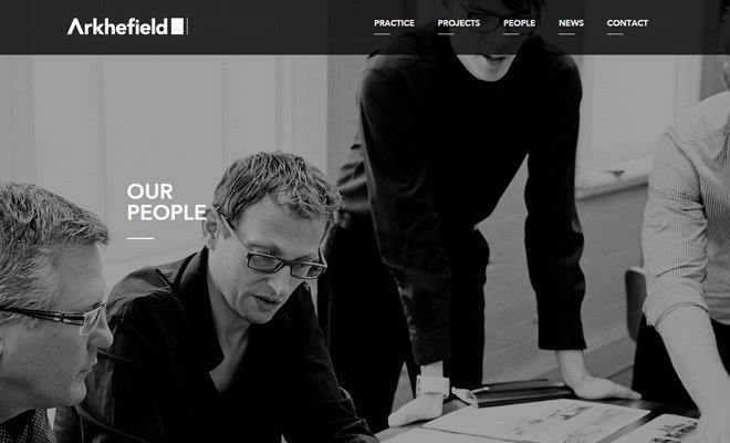 26 website đẹp mắt của các hãng kiến trúc arkhefield architecture website black white layout