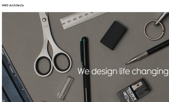 26 website đẹp mắt của các hãng kiến trúc hwo architects website fullscreen layout
