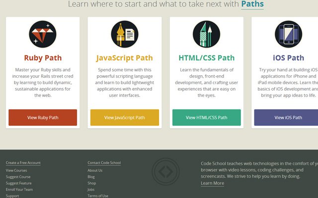 code school website inspiring teaching homepage