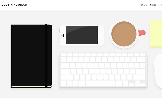 justin aguilar portfolio website layout design