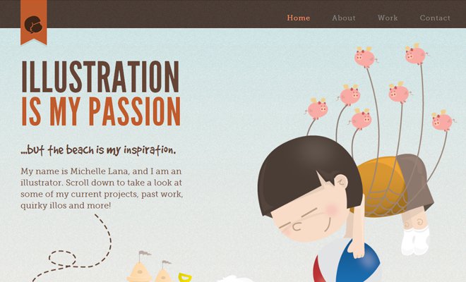 Tràn đầy cảm hứng với 34 thiết kế web Portfolio michelle lana illustration web design portfolio