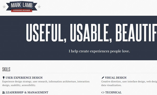 mark lamb user experience designer website layout