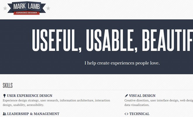 Tràn đầy cảm hứng với 34 thiết kế web Portfolio mark lamb user experience designer website layout