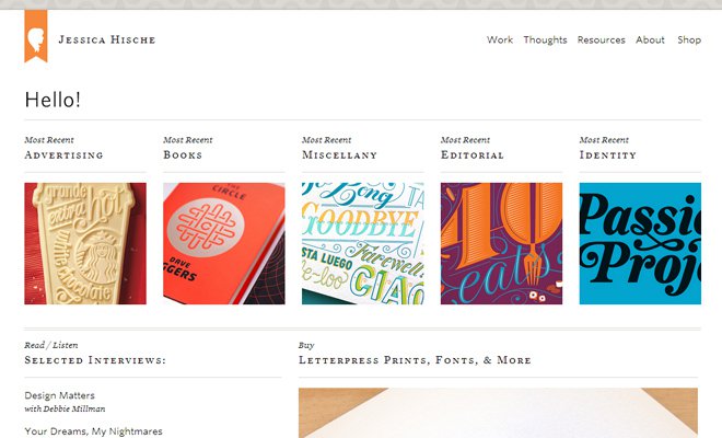 Tràn đầy cảm hứng với 34 thiết kế web Portfolio jessica hische portfolio website design inspiration