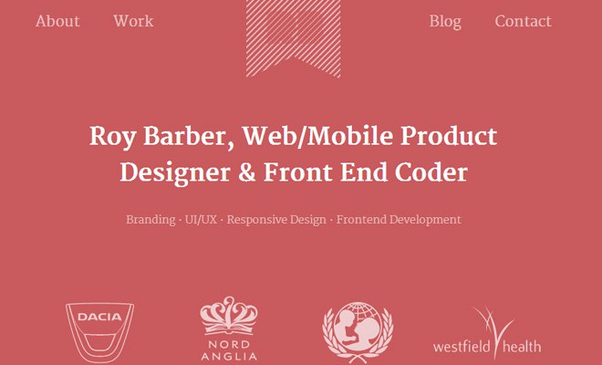 roy barber freelance web designer portfolio layout