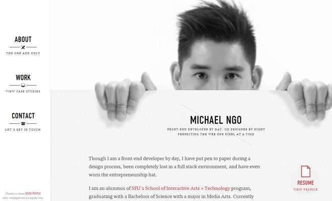 Tràn đầy cảm hứng với 34 thiết kế web Portfolio michael ngo portfolio responsive website layout design