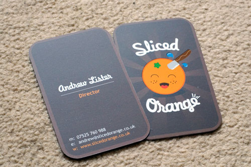 Sự tinh tế trong 45 business card tròn 4 góc Sliced Orange Round Corners Business Card
