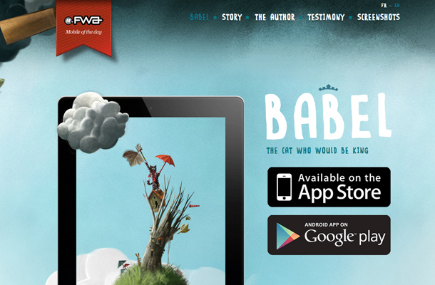 29 trang web sử dụng hiệu ứng animation đặc biệt babel cat king ios app landing page