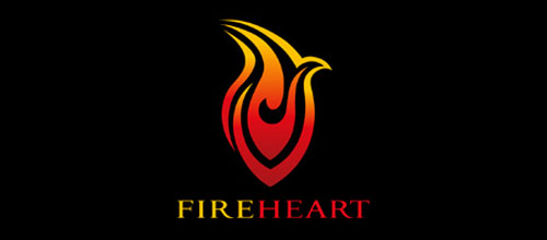 Hot Burning And Fire Logo Design Fire Heart