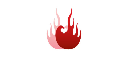 Hot Burning And Fire Logo Design Two Love Birds