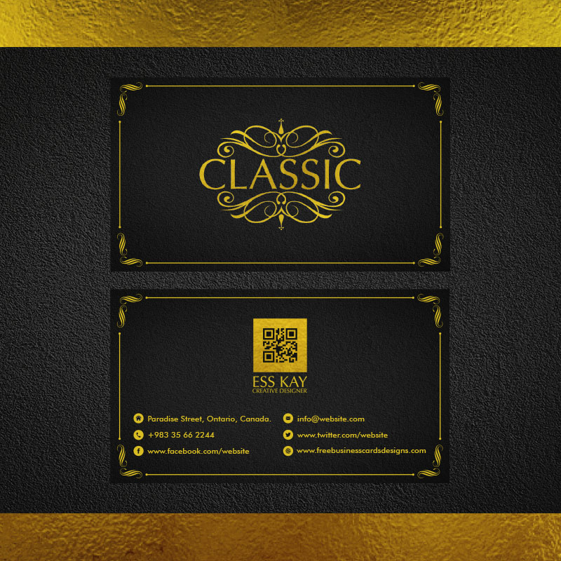 Golden-Foil-Classic-Business-Card-With-QR-Code-2015