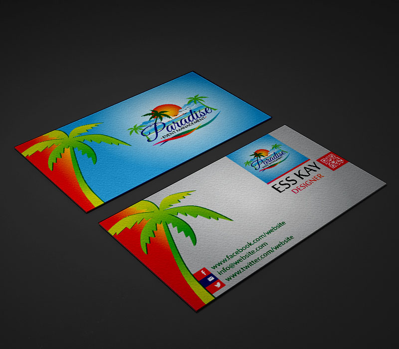 Paradise-Event-Management-Company-Business-Card-Template-Design-With-QR-Code-2015