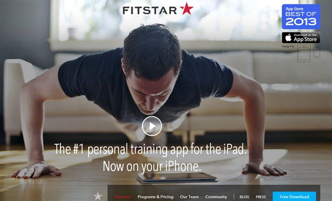 fitstar website training iphone app homepage