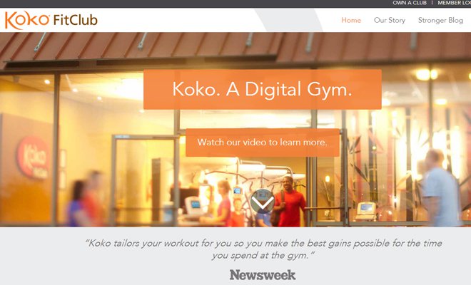 koko fitclub gym fitness website homepage layout