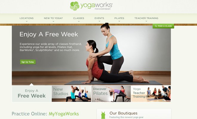 yogaworks yoga studio website homepage design inspiration