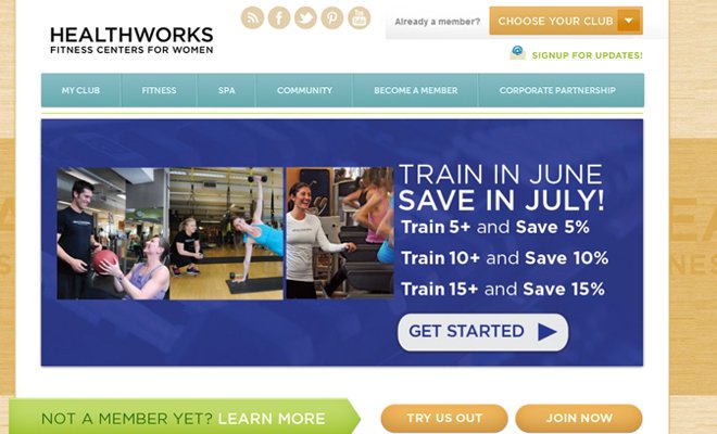 healthworks fitness gym health website simple homepage