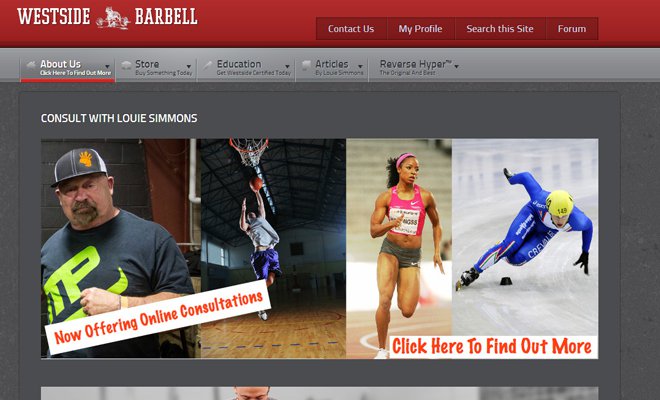 westside barbell routine website layout design inspiration