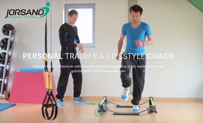jorsano personal trainer website layout fullscreen video