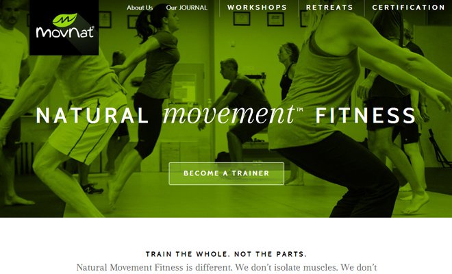 natural movement fitness website design green simple layout