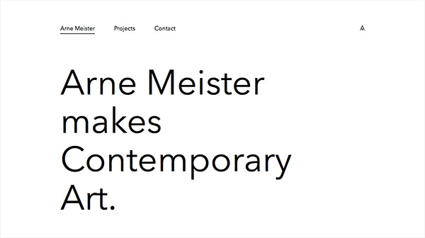 Khám phá nét đặc sắc của 25 thiết kế web siêu tối giản Arne Meister Contemporary Art