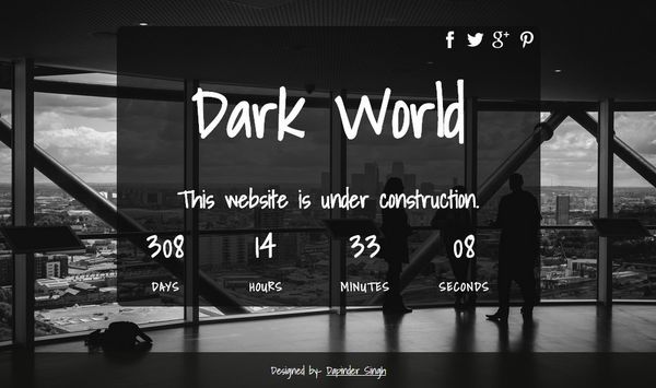 thiet ke web under construction/coming soon Dark World