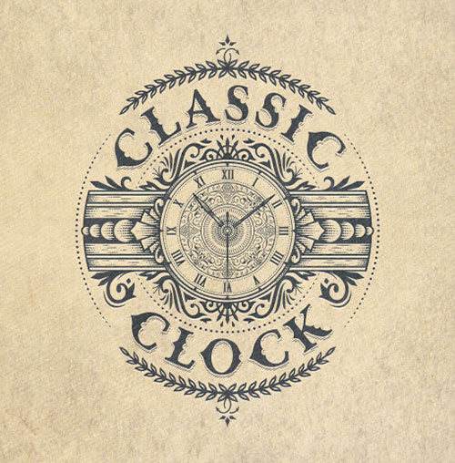 Nghệ thuật lan tỏa từ 15+ logo mang họa tiết vintage Classic-Clock thiet ke logo vintage