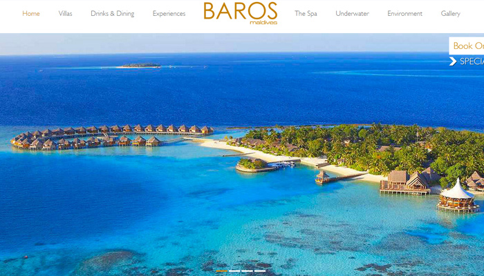 maldives baros resort thiet ke website khach san