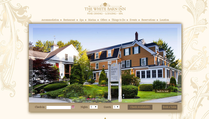 white barn inn thiet ke website khach san