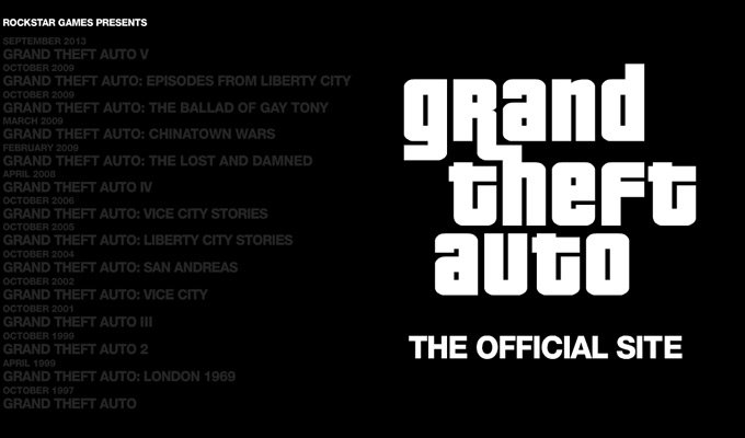 grand theft auto homepage layout