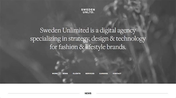 Bộ sưu tập website với Serif Typography thanh lịch tuyệt đẹp Sweden Unlimited typography trong thiet ke web