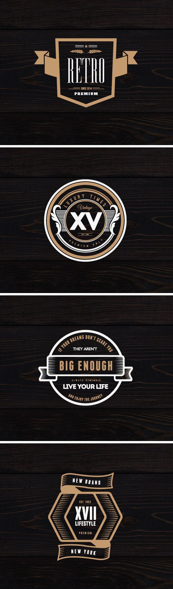 4 Vintage Logos Badges thiet ke logo dep