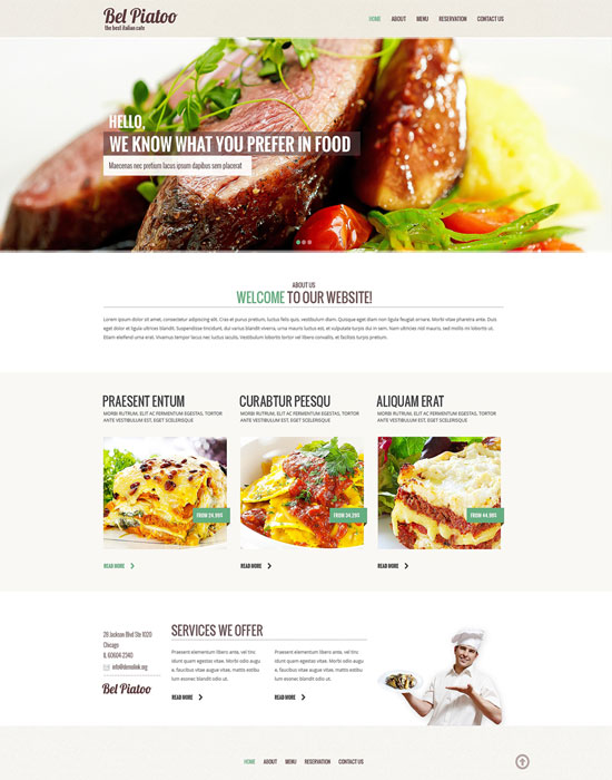 Tổng hợp 45 thiết kế website cafe miễn phí và cao cấp cho bạn tải về (P.2) Bel Piatoo- thiet ke website nha hang