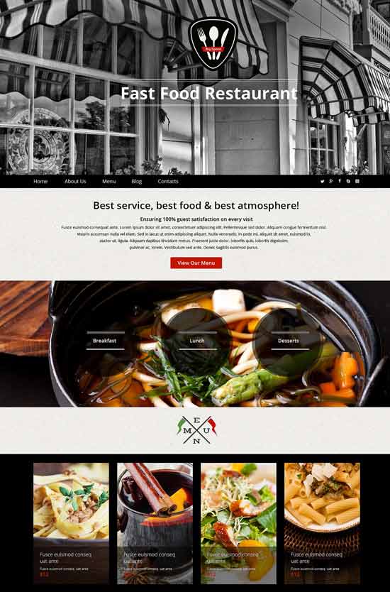 Tổng hợp 45 thiết kế website cafe miễn phí và cao cấp cho bạn tải về (P.2) Fast Food thiet ke website nha hang
