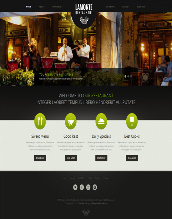 Tổng hợp 45 thiết kế website cafe miễn phí và cao cấp cho bạn tải về (P.2) LaMonte - thiet ke website nha hang