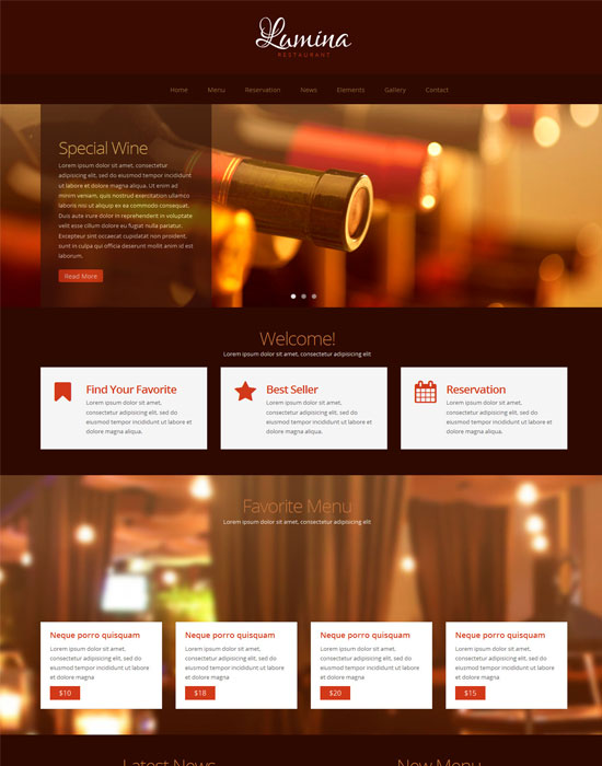 Tổng hợp 45 thiết kế website cafe miễn phí và cao cấp cho bạn tải về (P.2) Lumina - thiet ke website nha hang